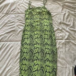 Strappy snakeskin print bodycon dress